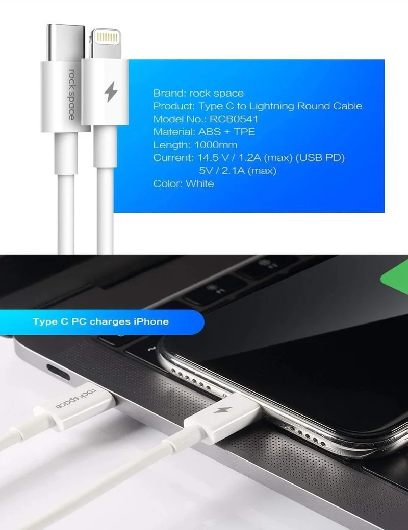 ROCK USB C PD Kabel Typ C auf 8 Pin Schnellladekabel für iPhone X 8 8 Plus Telefon Datenkabel für iPhone 1M 15W Ladegerät Kabel