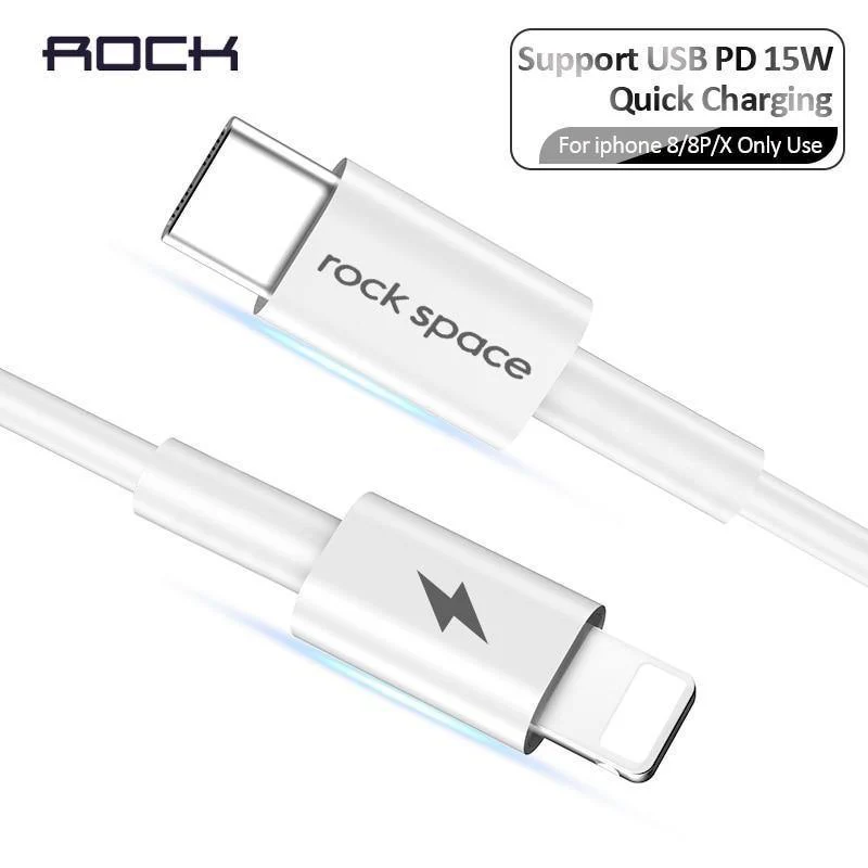ROCK USB C PD Kabel Typ C auf 8 Pin Schnellladekabel für iPhone X 8 8 Plus Telefon Datenkabel für iPhone 1M 15W Ladegerät Kabel