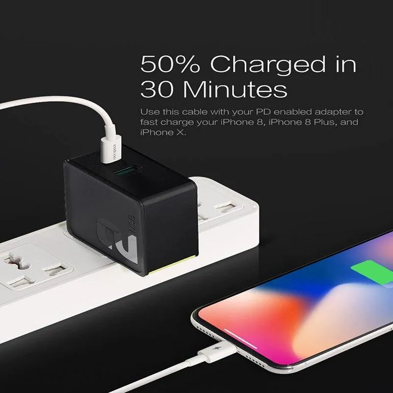 ROCK USB C PD Kabel Typ C auf 8 Pin Schnellladekabel für iPhone X 8 8 Plus Telefon Datenkabel für iPhone 1M 15W Ladegerät Kabel