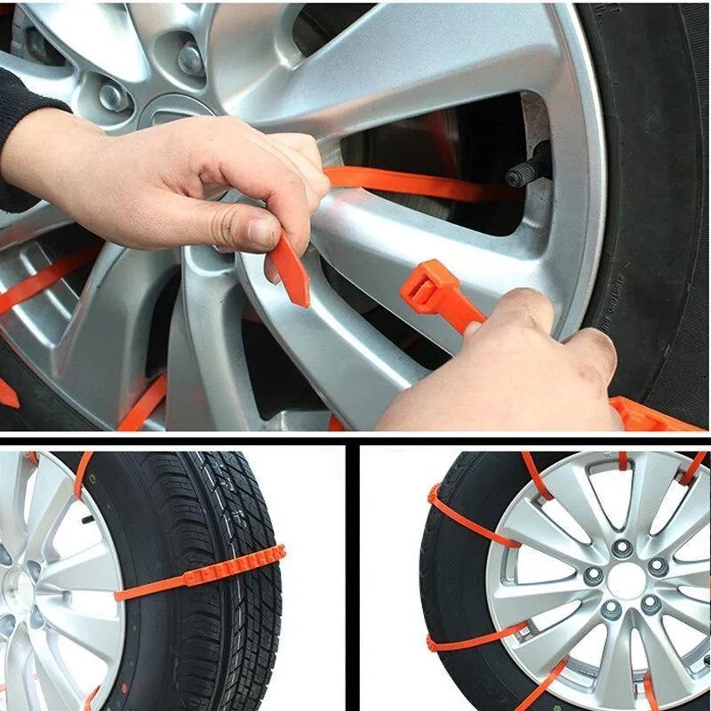 10x Autoreifen Reifengürtel Schneeketten Universal Mini Nylon Winterräder Rutschfestes Auto Rutschhemmend Straßenverkehrssicherheit im Freien
