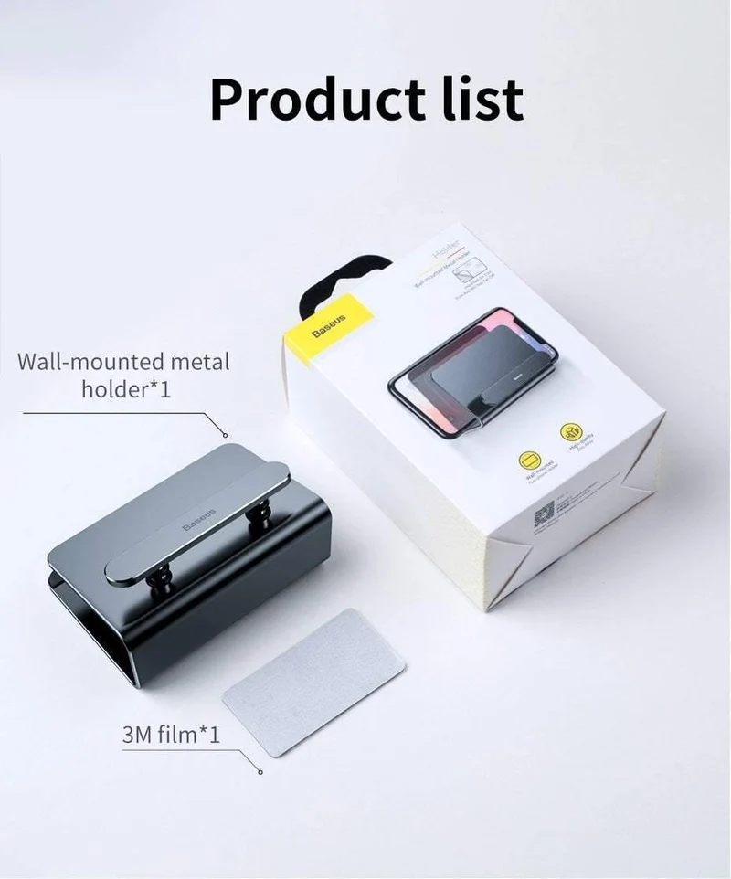 Baseus Wandhalterung für iPhone Xs Max X 8 Metall Stark klebender Handyhalter für Samsung Huawei Xiaomi Ladegerätständer