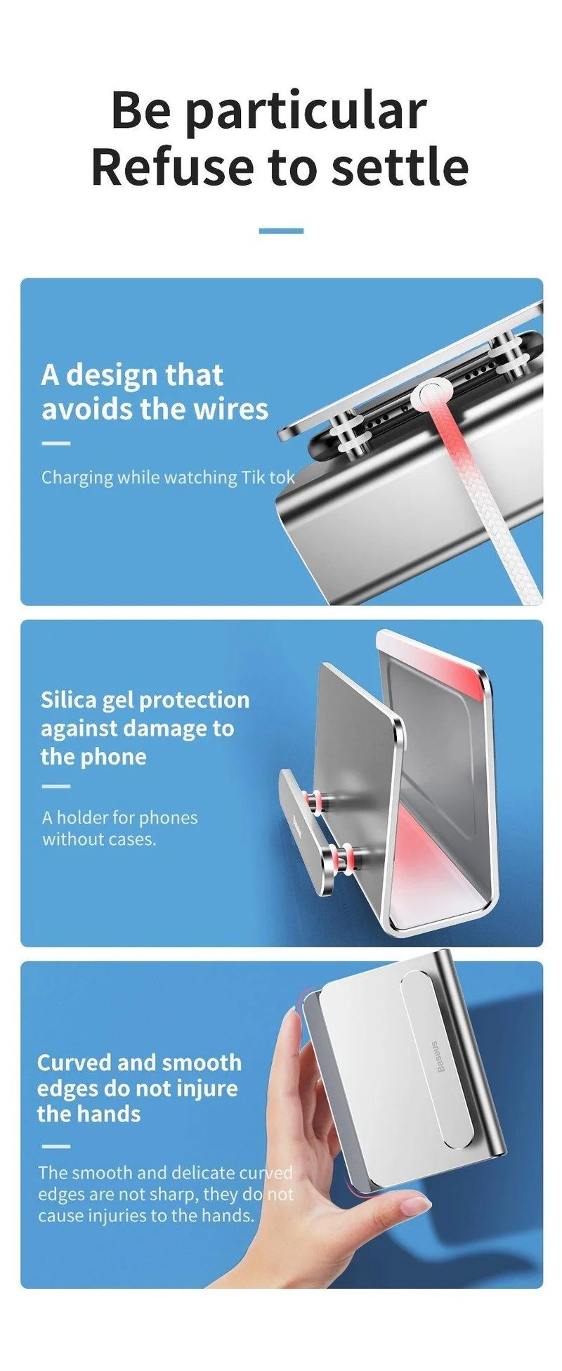 Baseus Wandhalterung für iPhone Xs Max X 8 Metall Stark klebender Handyhalter für Samsung Huawei Xiaomi Ladegerätständer