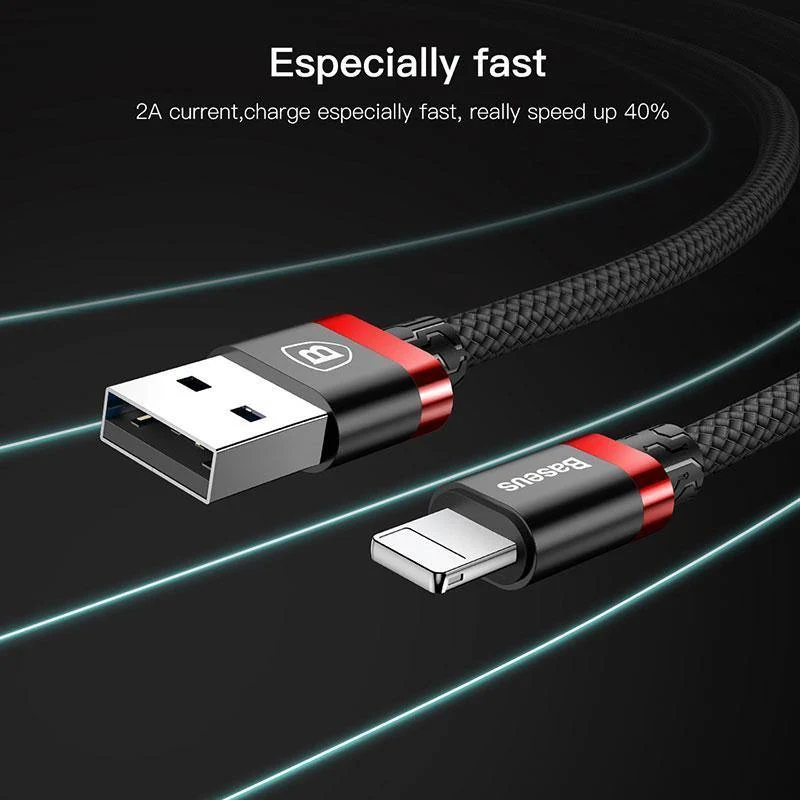 Baseus USB-Kabel für iPhone Xs Max Xr X 8 7 6 6s 5 5s se iPad Air Mini Schnelllade-Ladegerät Kabel Handykabel