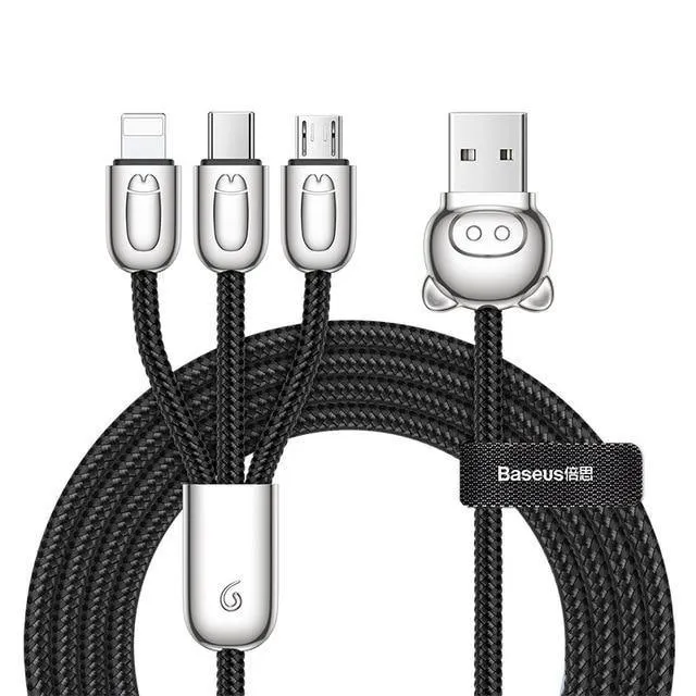 Baseus USB-Kabel für iPhone Xs Max X Xr 3 in 1 Micro-USB-Kabel Schnellladekabel USB Typ C Typ-C-Kabel Handykabel