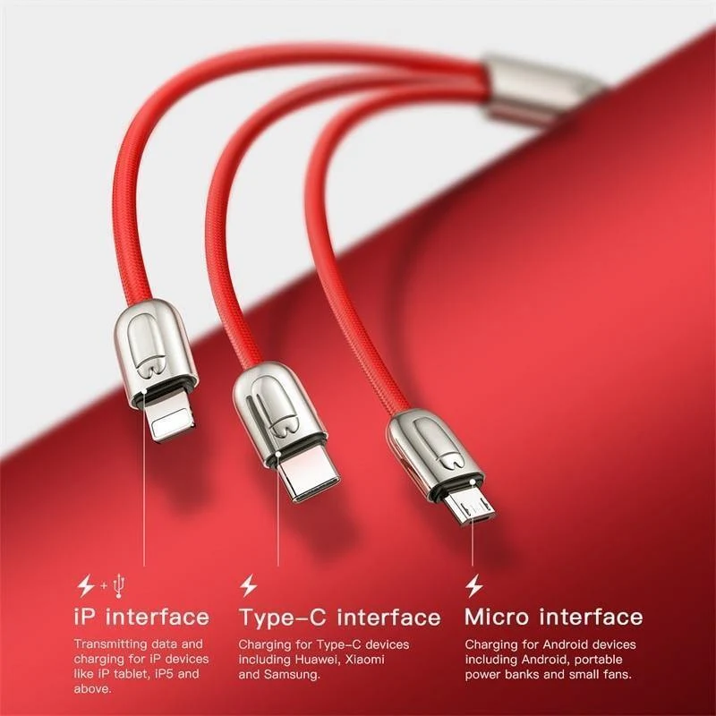 Baseus USB-Kabel für iPhone Xs Max X Xr 3 in 1 Micro-USB-Kabel Schnellladekabel USB Typ C Typ-C-Kabel Handykabel