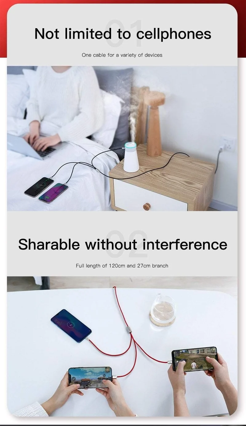 Baseus USB-Kabel für iPhone Xs Max X Xr 3 in 1 Micro-USB-Kabel Schnellladekabel USB Typ C Typ-C-Kabel Handykabel
