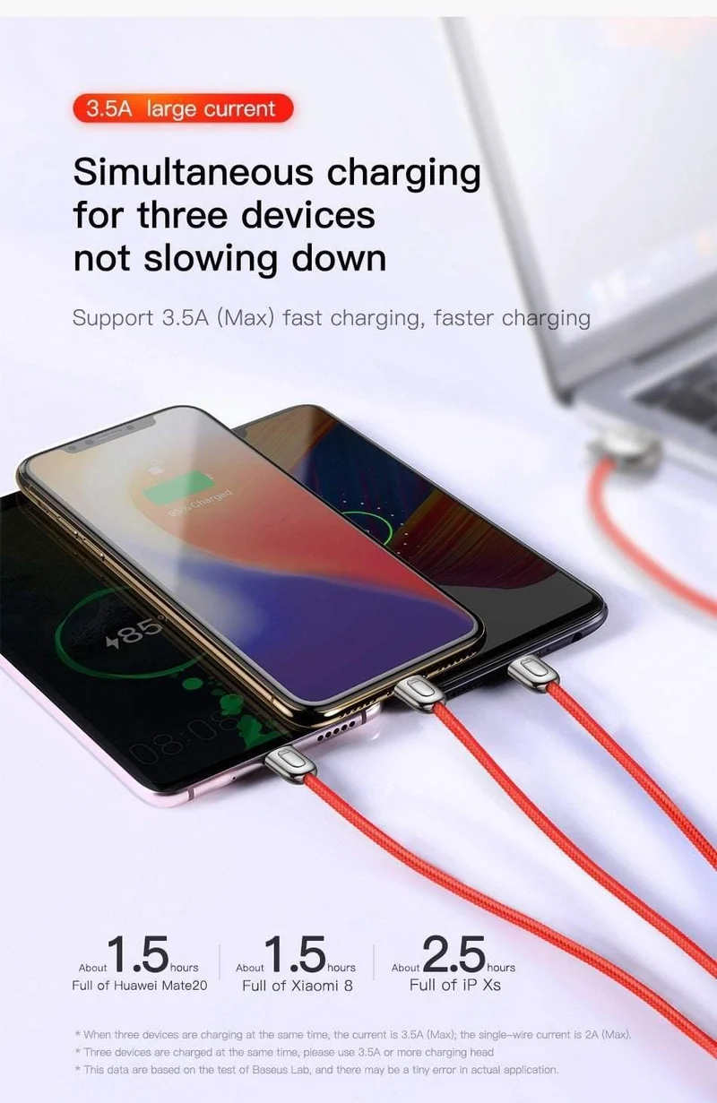 Baseus USB-Kabel für iPhone Xs Max X Xr 3 in 1 Micro-USB-Kabel Schnellladekabel USB Typ C Typ-C-Kabel Handykabel
