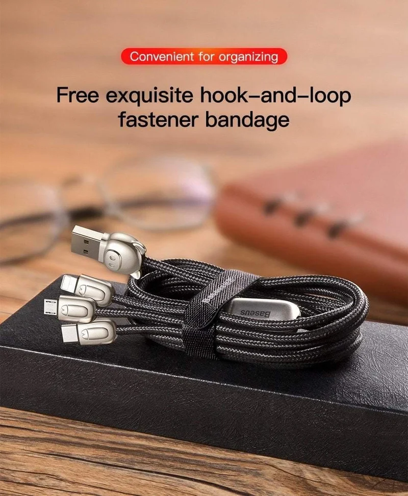 Baseus USB-Kabel für iPhone Xs Max X Xr 3 in 1 Micro-USB-Kabel Schnellladekabel USB Typ C Typ-C-Kabel Handykabel