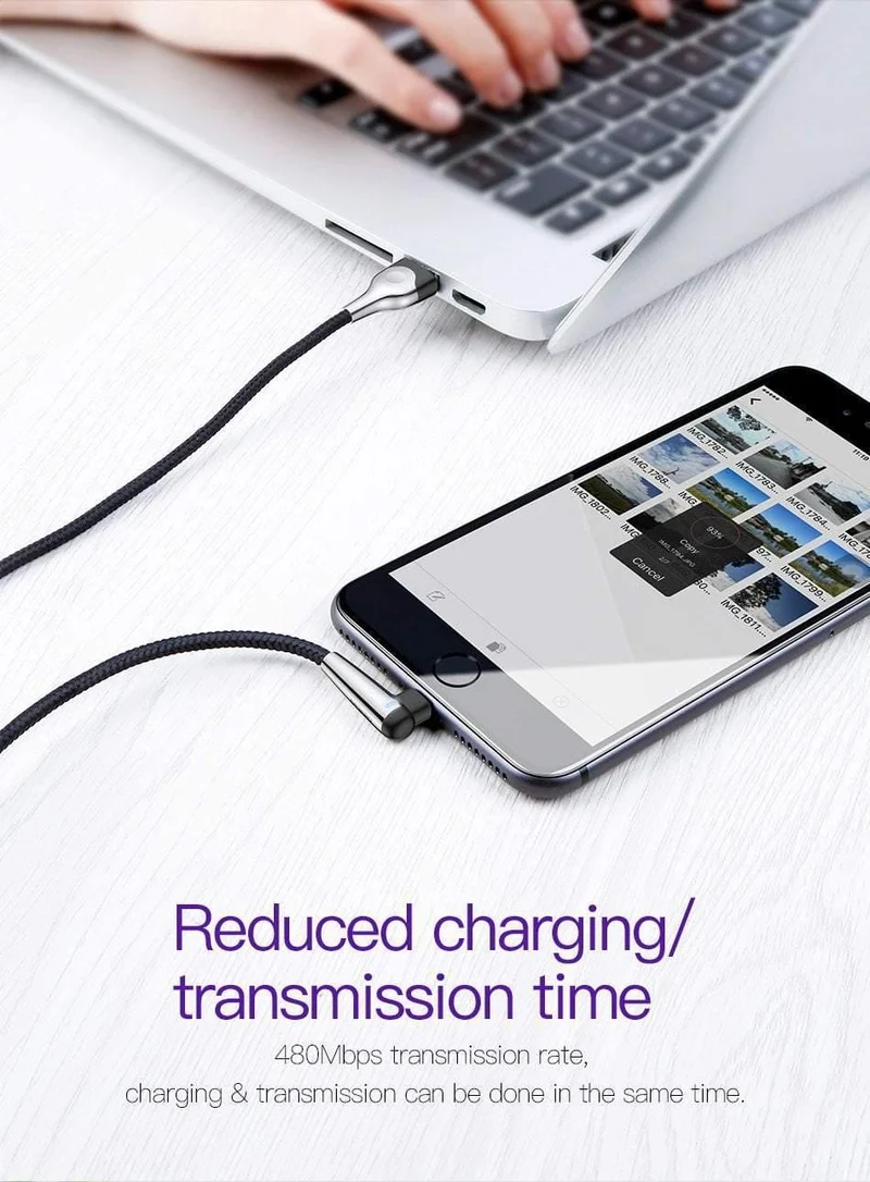 Baseus Lighting USB-Kabel für iPhone XS Max XR X 8 7 6 6S SE 5 Schnellladekabel 90-Grad-Daten-Handykabel