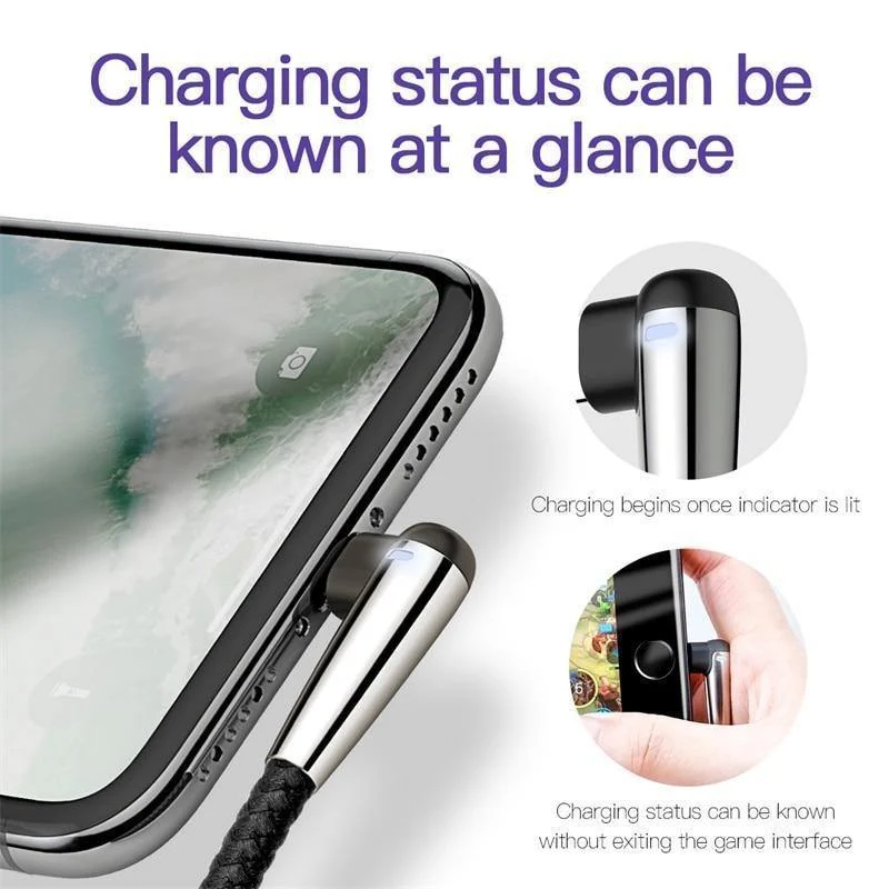 Baseus Lighting USB-Kabel für iPhone XS Max XR X 8 7 6 6S SE 5 Schnellladekabel 90-Grad-Daten-Handykabel