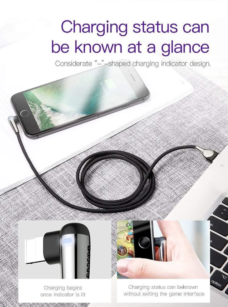Baseus Lighting USB-Kabel für iPhone XS Max XR X 8 7 6 6S SE 5 Schnellladekabel 90-Grad-Daten-Handykabel