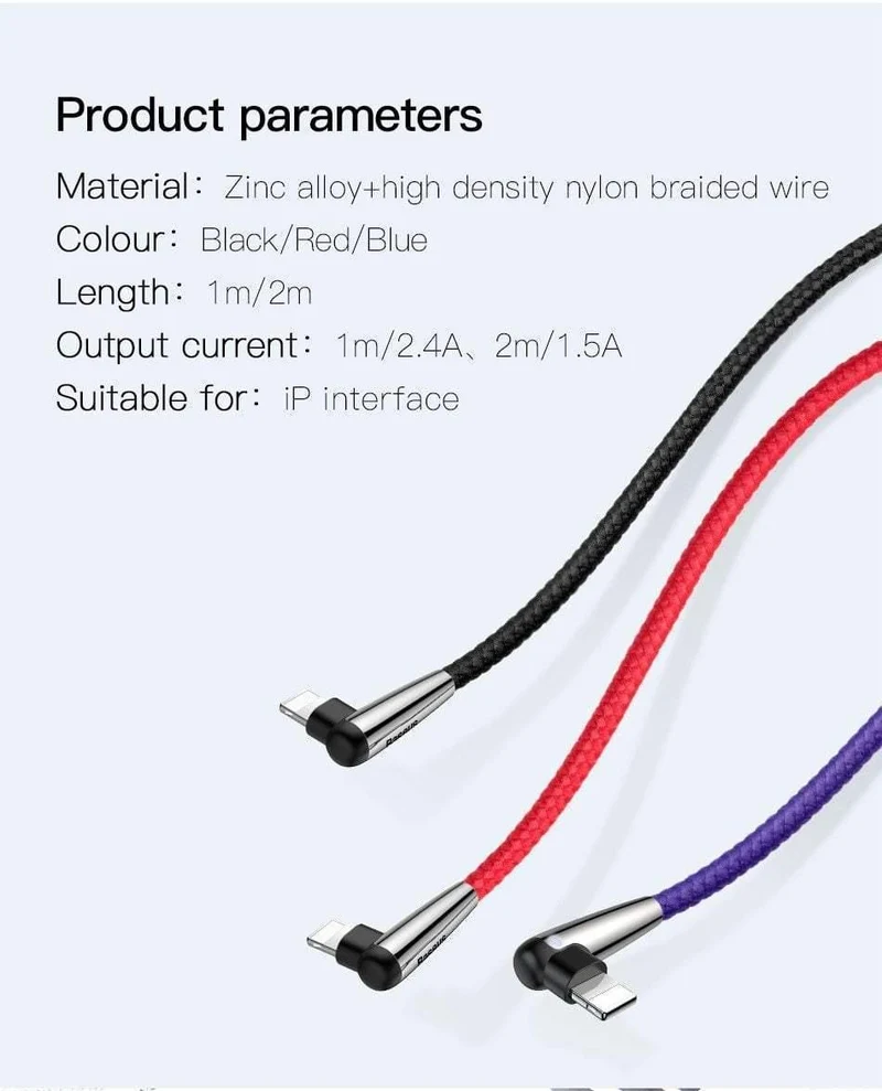 Baseus Lighting USB-Kabel für iPhone XS Max XR X 8 7 6 6S SE 5 Schnellladekabel 90-Grad-Daten-Handykabel