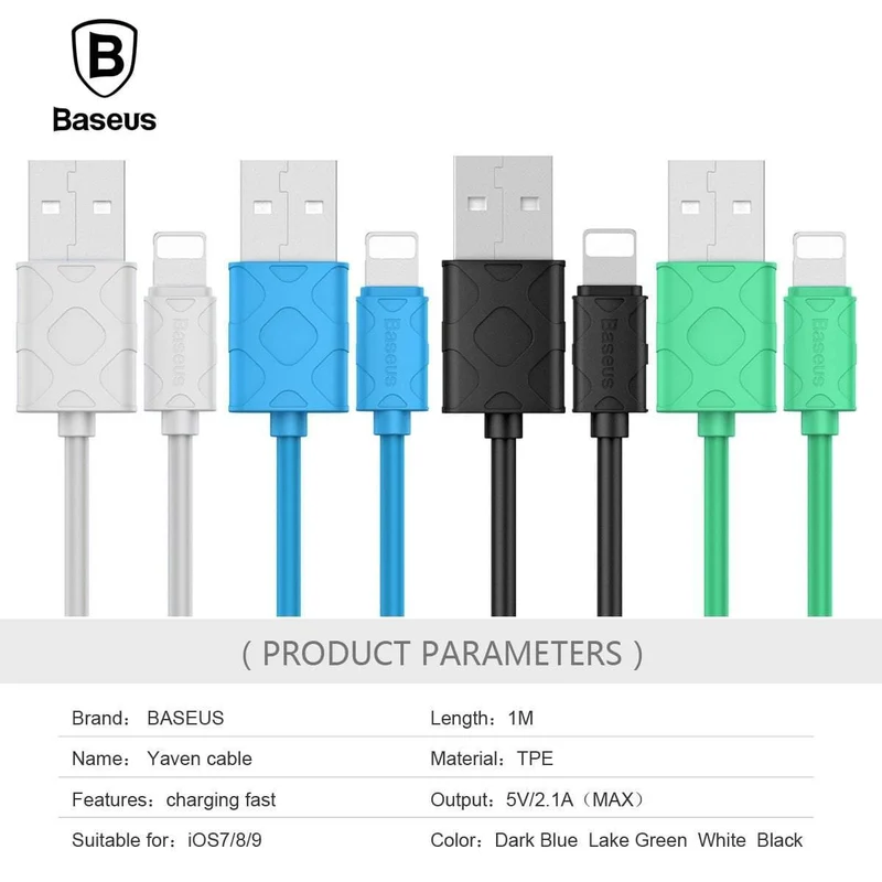Baseus USB-Kabel für iPhone Xs Max Xr X 8 7 6 6S 5 5S SE iPad mini Ladeladegerät Kabeladapter Datenkabel für Mobiltelefone