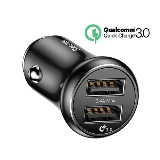 Baseus Quick Charge 3.0 USB-Autoladegerät QC QC3.0 Turbo-Schnelllade-Dual-Auto-USB-Ladegerät für iPhone Xs X Xiaomi Mi Mobiltelefon