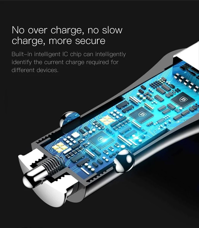 Baseus Quick Charge 3.0 USB-Autoladegerät QC QC3.0 Turbo-Schnelllade-Dual-Auto-USB-Ladegerät für iPhone Xs X Xiaomi Mi Mobiltelefon