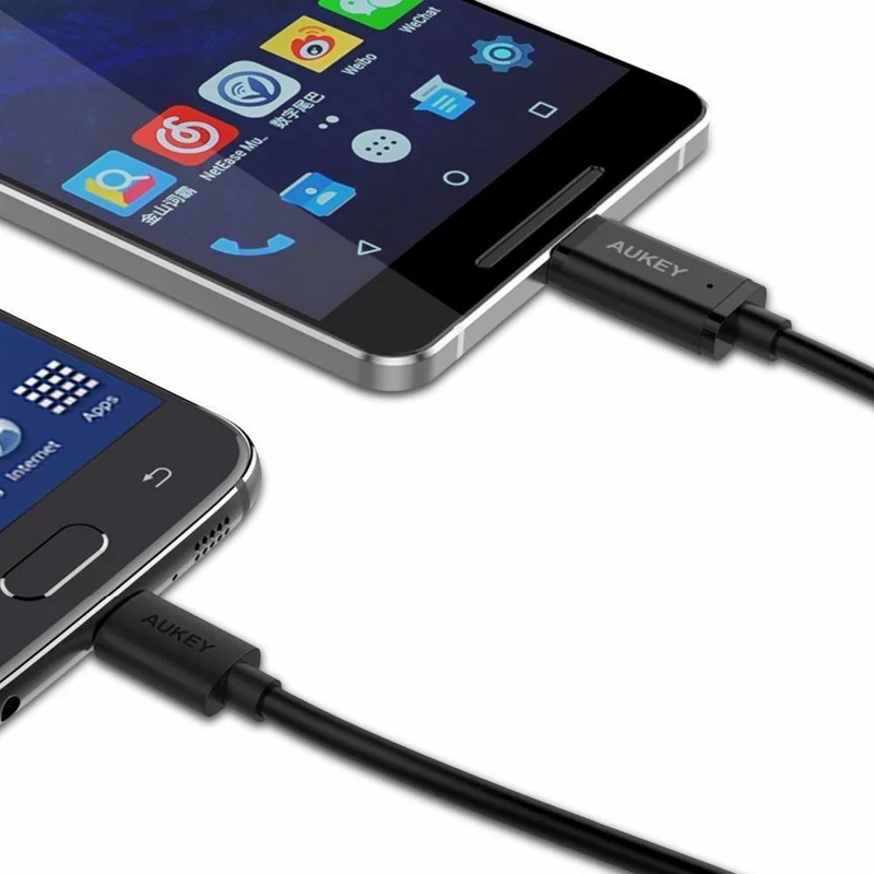 3 Stück AUKEY Schnellkabel Micro-USB-Typ-C-Kabel QC 2.0/3.0 USB-Telefonkabel Android-Kabel USB-C-Datenübertragung Ladetelefon-Adapter