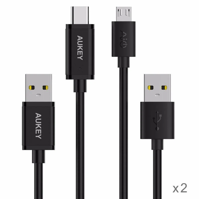 3 Stück AUKEY Schnellkabel Micro-USB-Typ-C-Kabel QC 2.0/3.0 USB-Telefonkabel Android-Kabel USB-C-Datenübertragung Ladetelefon-Adapter