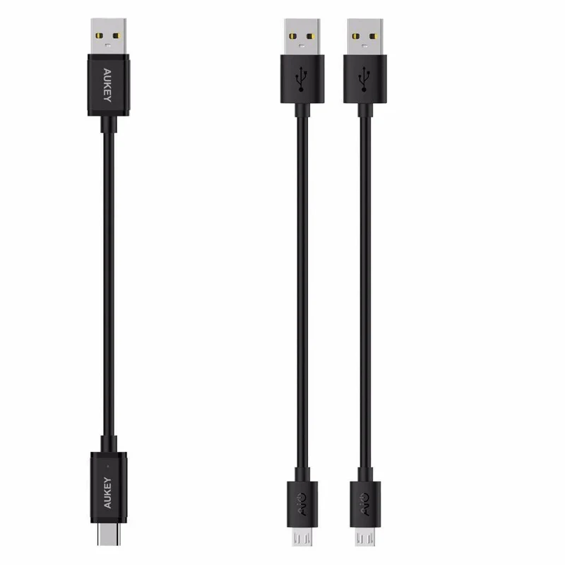 3 Stück AUKEY Schnellkabel Micro-USB-Typ-C-Kabel QC 2.0/3.0 USB-Telefonkabel Android-Kabel USB-C-Datenübertragung Ladetelefon-Adapter