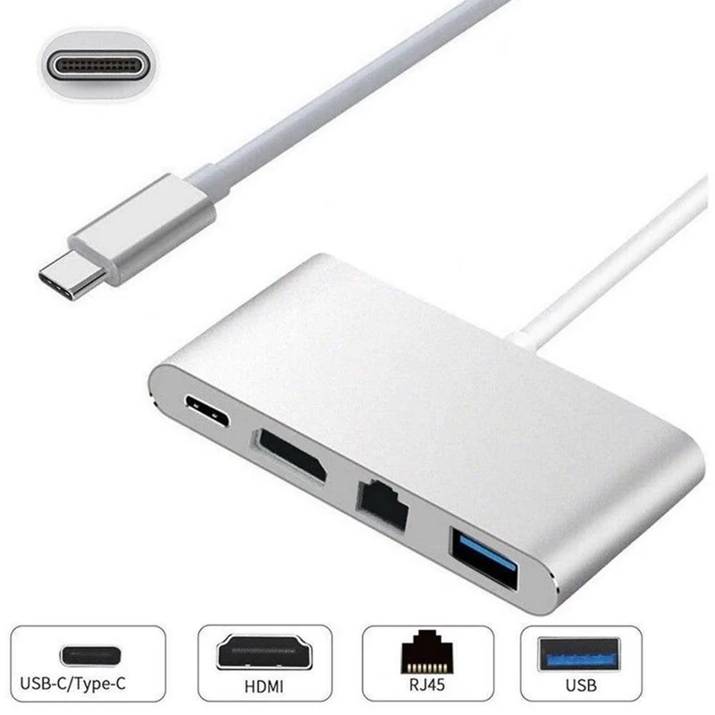 Universal Typ-C zu HDMI 4K + RJ45 Gigabit Ethernet + USB 3.1 Typ C Hub Adapter Stecker Combo Handy Adapter Zubehör