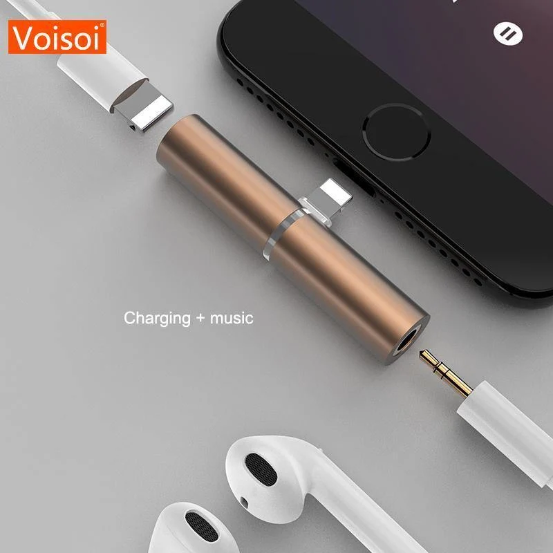 Handy-Adapter-Kabel Audio-Ladeadapter für 7 8 plus iPhone X Xs Max Xr USB IOS 2 im 1-Kopfhörerstecker-Legierungsverbinder