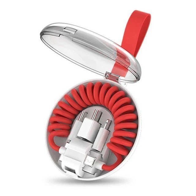 Feder-Teleskop-Datenkabel, universeller Handy-Ladeadapter, Feder-Ladekabel für Apple Typ C und Android USB