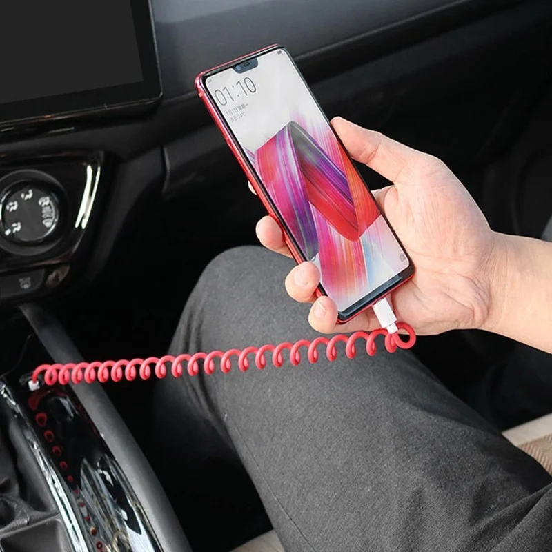 Feder-Teleskop-Datenkabel, universeller Handy-Ladeadapter, Feder-Ladekabel für Apple Typ C und Android USB