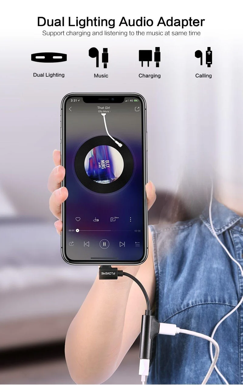 2 in 1 Für Lightning Audio Adapter Ladekonverter Für iPhone X Xs 7 8 XR Ladebuchse Splitter Kopfhörer USB Adapter