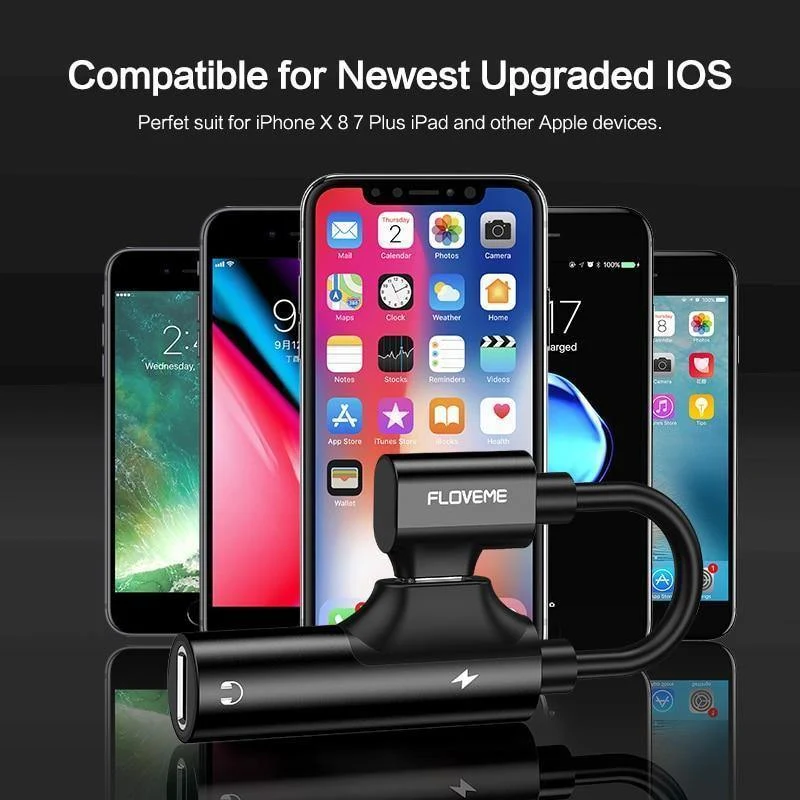 2 in 1 Für Lightning Audio Adapter Ladekonverter Für iPhone X Xs 7 8 XR Ladebuchse Splitter Kopfhörer USB Adapter