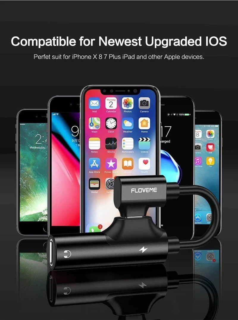 2 in 1 Für Lightning Audio Adapter Ladekonverter Für iPhone X Xs 7 8 XR Ladebuchse Splitter Kopfhörer USB Adapter