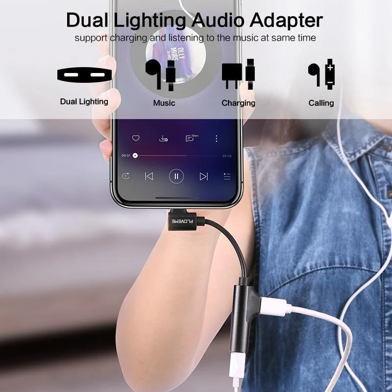 2 in 1 Für Lightning Audio Adapter Ladekonverter Für iPhone X Xs 7 8 XR Ladebuchse Splitter Kopfhörer USB Adapter