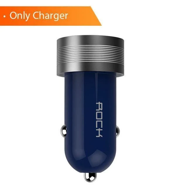 ROCK Sitor Autoladegerät 2.4A Schnellladung Dual Ports Aluminiumlegierung für iPhone Samsung Telefon Reisezigarettenanzünder DC 12-24V