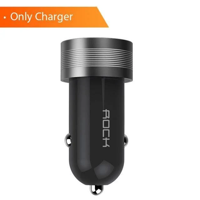 ROCK Sitor Autoladegerät 2.4A Schnellladung Dual Ports Aluminiumlegierung für iPhone Samsung Telefon Reisezigarettenanzünder DC 12-24V
