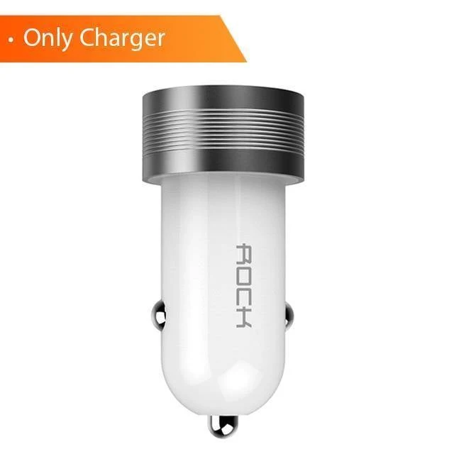 ROCK Sitor Autoladegerät 2.4A Schnellladung Dual Ports Aluminiumlegierung für iPhone Samsung Telefon Reisezigarettenanzünder DC 12-24V