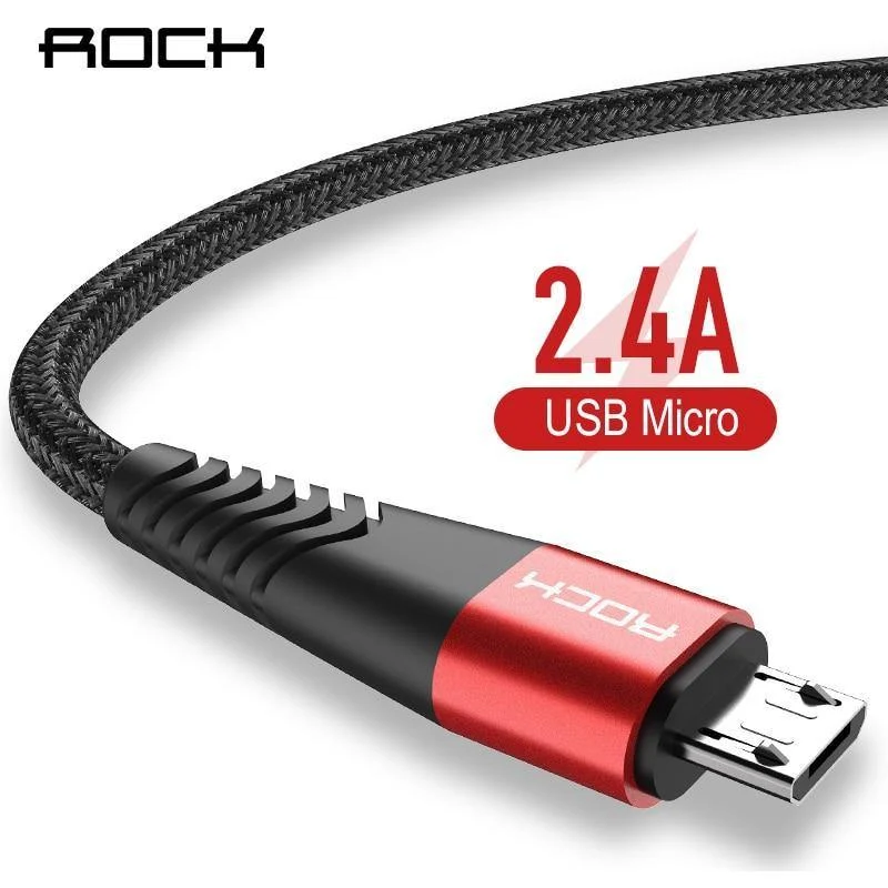 ROCK Metal Micro-USB-Kabel 2.4A für Samsung Xiaomi Redmi Note 5 Pro LG USB Nylon geflochten Schnellladedaten Ladetelefonladegerät