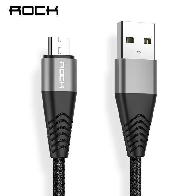 ROCK Metal Micro-USB-Kabel 2.4A für Samsung Xiaomi Redmi Note 5 Pro LG USB Nylon geflochten Schnellladedaten Ladetelefonladegerät