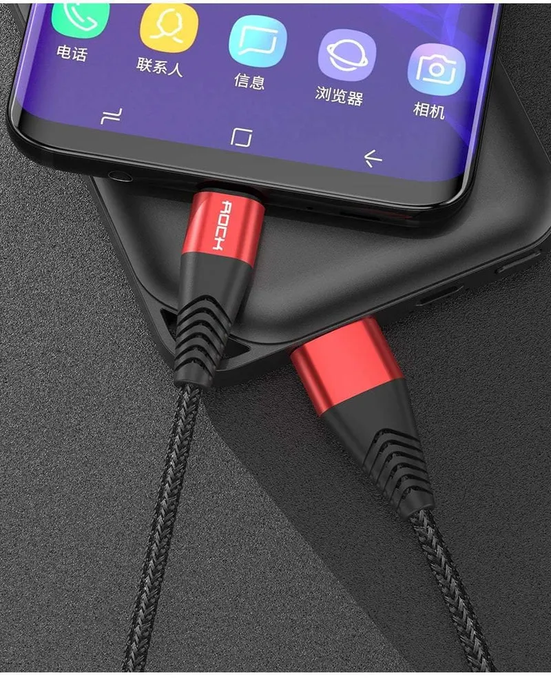 ROCK Metal Micro-USB-Kabel 2.4A für Samsung Xiaomi Redmi Note 5 Pro LG USB Nylon geflochten Schnellladedaten Ladetelefonladegerät