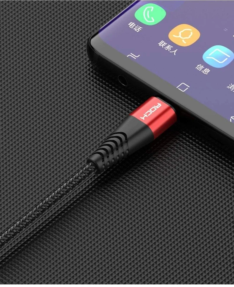 ROCK Metal Micro-USB-Kabel 2.4A für Samsung Xiaomi Redmi Note 5 Pro LG USB Nylon geflochten Schnellladedaten Ladetelefonladegerät