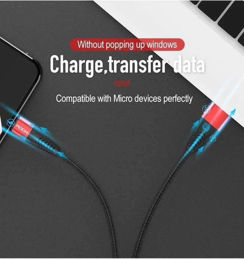 ROCK Metal Micro-USB-Kabel 2.4A für Samsung Xiaomi Redmi Note 5 Pro LG USB Nylon geflochten Schnellladedaten Ladetelefonladegerät