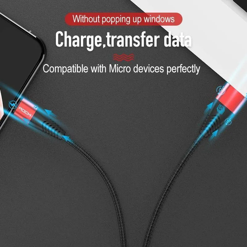 ROCK Metal Micro-USB-Kabel 2.4A für Samsung Xiaomi Redmi Note 5 Pro LG USB Nylon geflochten Schnellladedaten Ladetelefonladegerät