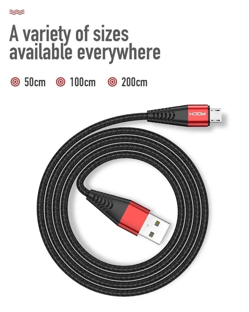 ROCK Metal Micro-USB-Kabel 2.4A für Samsung Xiaomi Redmi Note 5 Pro LG USB Nylon geflochten Schnellladedaten Ladetelefonladegerät