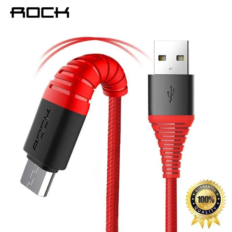 ROCK Hochfestes Micro-USB-Kabel für Samsung, Xiaomi, LG, USB-Schnellladedaten, geflochtenes Ladegerät, Android-Handy, 120 cm