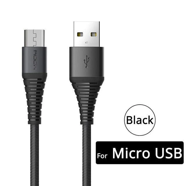 ROCK Hochfestes Micro-USB-Kabel für Samsung, Xiaomi, LG, USB-Schnellladedaten, geflochtenes Ladegerät, Android-Handy, 120 cm