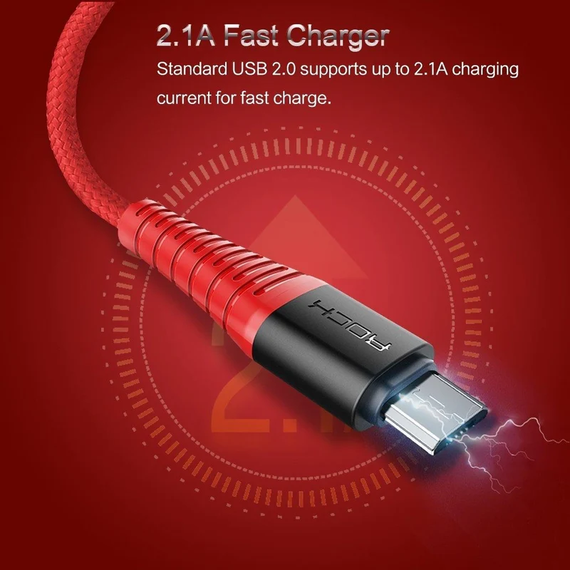 ROCK Hochfestes Micro-USB-Kabel für Samsung, Xiaomi, LG, USB-Schnellladedaten, geflochtenes Ladegerät, Android-Handy, 120 cm