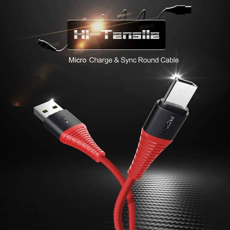 ROCK Hochfestes Micro-USB-Kabel für Samsung, Xiaomi, LG, USB-Schnellladedaten, geflochtenes Ladegerät, Android-Handy, 120 cm