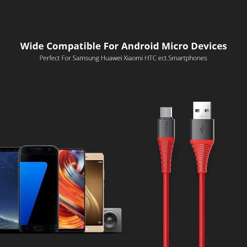 ROCK Hochfestes Micro-USB-Kabel für Samsung, Xiaomi, LG, USB-Schnellladedaten, geflochtenes Ladegerät, Android-Handy, 120 cm