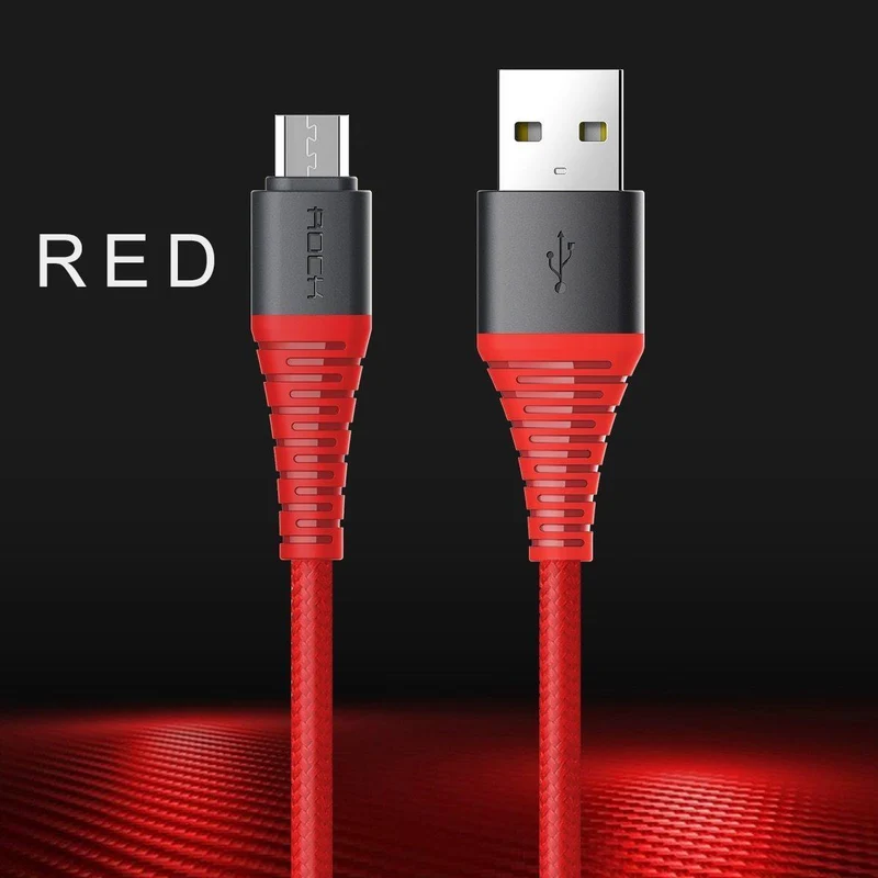 ROCK Hochfestes Micro-USB-Kabel für Samsung, Xiaomi, LG, USB-Schnellladedaten, geflochtenes Ladegerät, Android-Handy, 120 cm