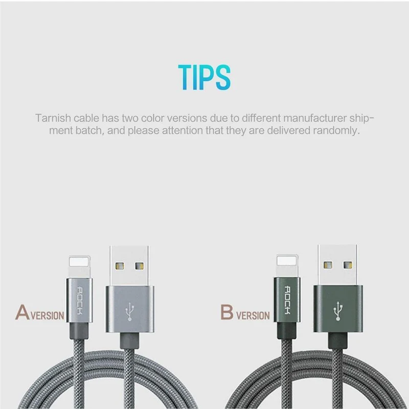 ROCK Kabel für IPhone IOS 11 10 9 für schnelle Ladegerät Beleuchtung auf USB-Kabel Ladekabel 0.2 m 1.0 m 1.8 m 3 m 2.1 A für Mobiltelefon