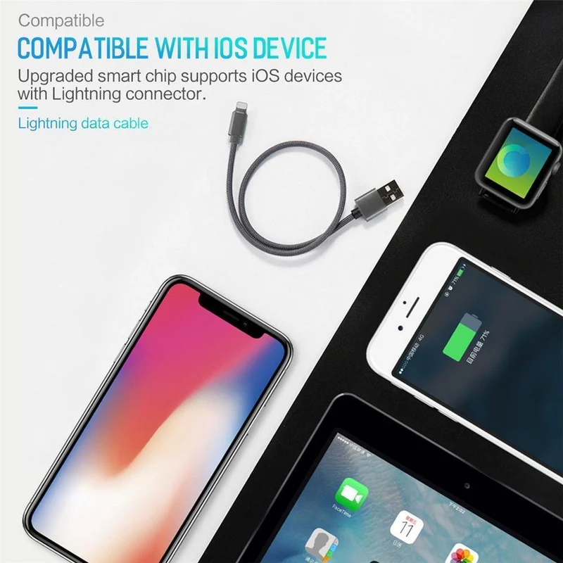 ROCK Kabel für IPhone IOS 11 10 9 für schnelle Ladegerät Beleuchtung auf USB-Kabel Ladekabel 0.2 m 1.0 m 1.8 m 3 m 2.1 A für Mobiltelefon