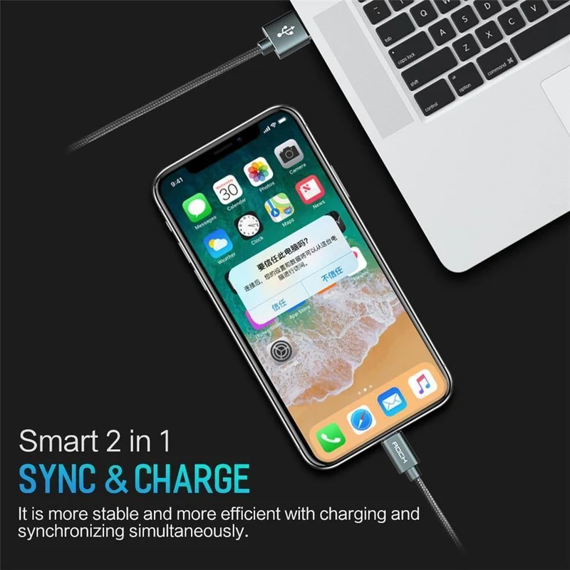 ROCK Kabel für IPhone IOS 11 10 9 für schnelle Ladegerät Beleuchtung auf USB-Kabel Ladekabel 0.2 m 1.0 m 1.8 m 3 m 2.1 A für Mobiltelefon