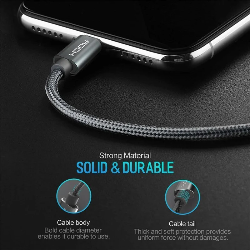 ROCK Kabel für IPhone IOS 11 10 9 für schnelle Ladegerät Beleuchtung auf USB-Kabel Ladekabel 0.2 m 1.0 m 1.8 m 3 m 2.1 A für Mobiltelefon